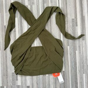 Cider Olive Green Wrap Crop Top size XL
